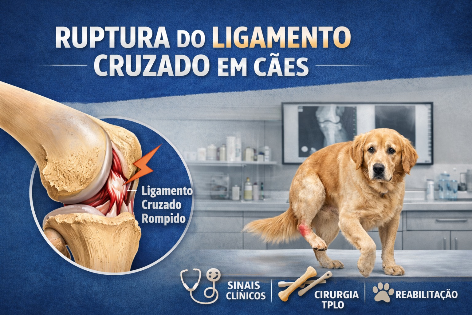 Ruptura do ligamento cruzado em cães: uma das principais causas de claudicação
