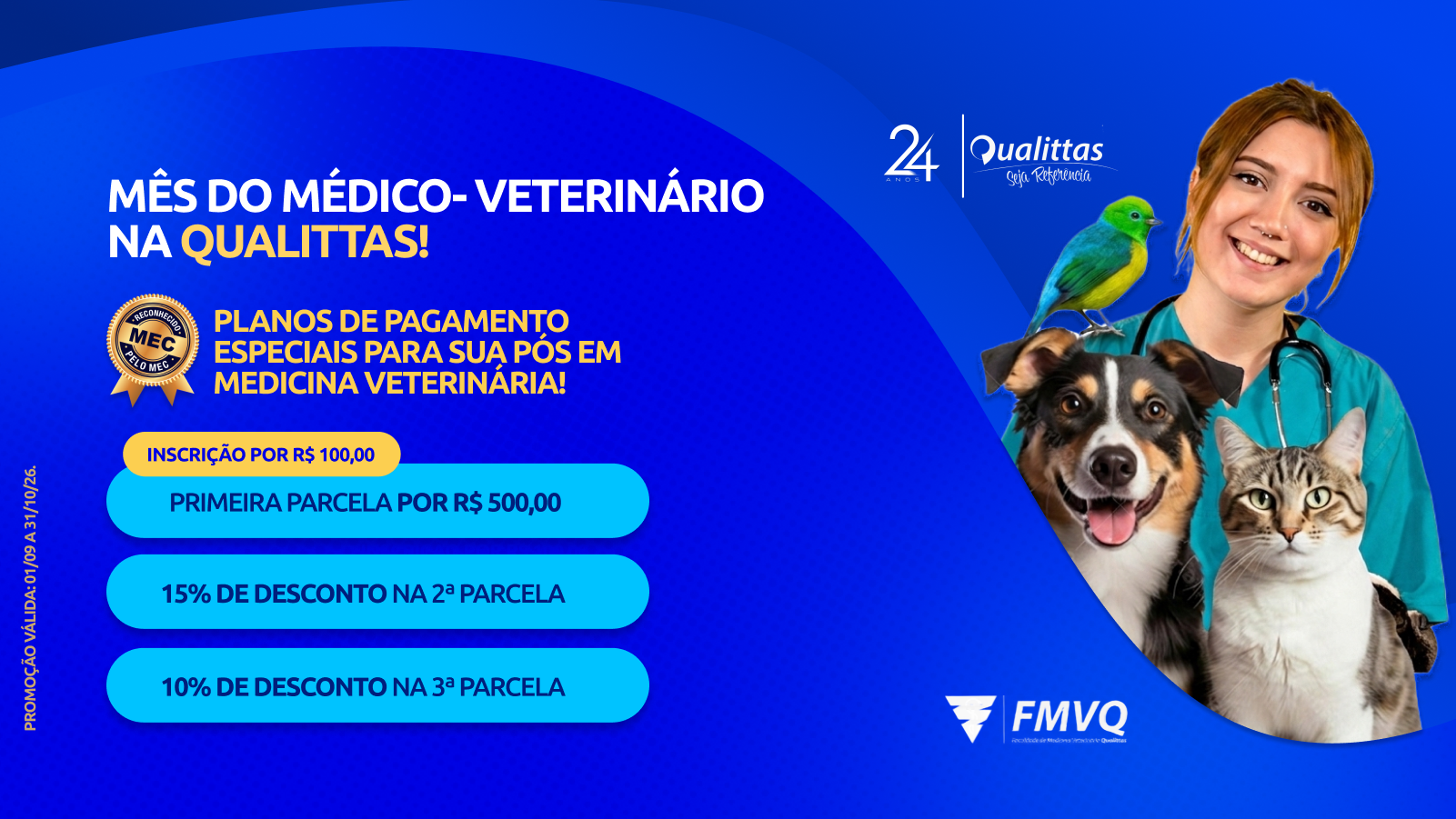 Mês do Médico-Veterinário: Qualittas oferece condições especiais para pós-graduação